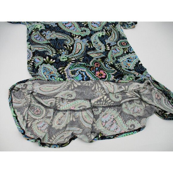 MSK Womens Dress 2X Multi Color Paisley Stretch Pullover Plus Size Green Black - Picture 9 of 11